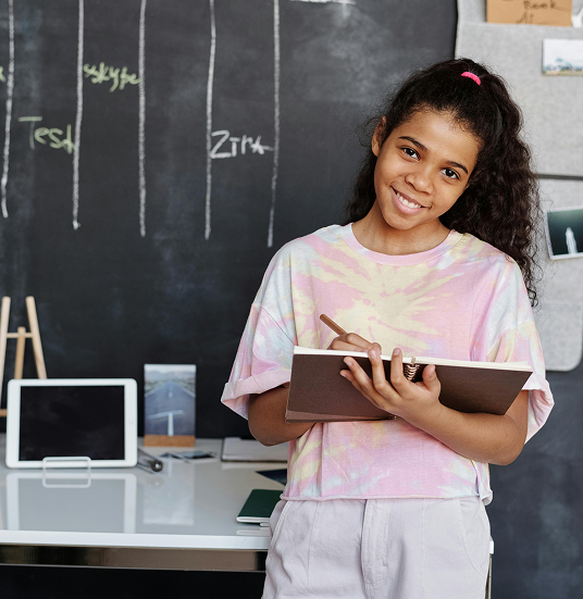 Girl student with tablet